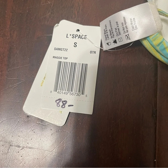 NWT L Space Bikini Top Size Small Maggie Top Green Blue White - Picture 4 of 5